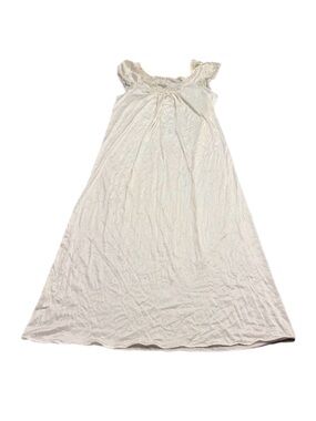 80s British Vintage BHS Silky Lace Trim Maxi Slip Nightgown (Ivory) Size M